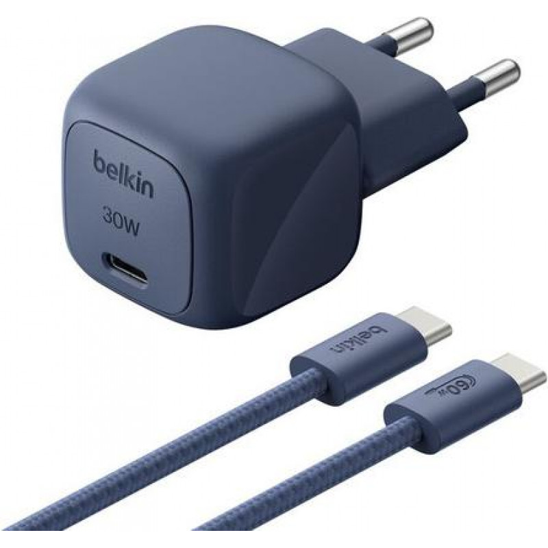 Belkin BoostCharge 30 W USB-C PD Ladegerät mit PPS und 2 m USB-C Kabel (WCA008KQ2MBL-B6)