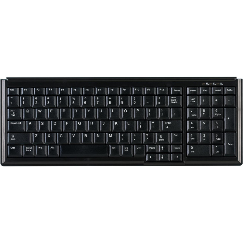 Active Key AK-7000-U-B/CH Mini-Desktop-Tastatur, kabelgebunden, USB, Schweizer Layout, Schwarz