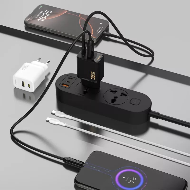Dudao A27TEU PD 30W GaN-Wandladegerät, USB-A + USB-C, Schwarz