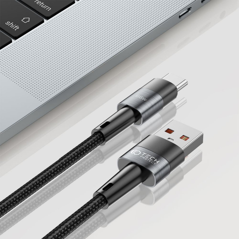 Tech-Protect Ultraboost USB-A / USB-C Kabel, 66W, 6A, 50 cm, Grau