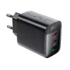 Acefast A108 GaN PD 67W Wandladegerät, 2x USB-C, 1x USB-A, Schwarz