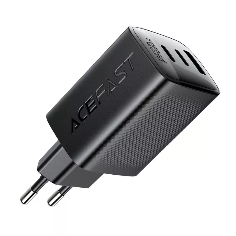 Acefast A108 GaN PD 67W Wandladegerät, 2x USB-C, 1x USB-A, Schwarz