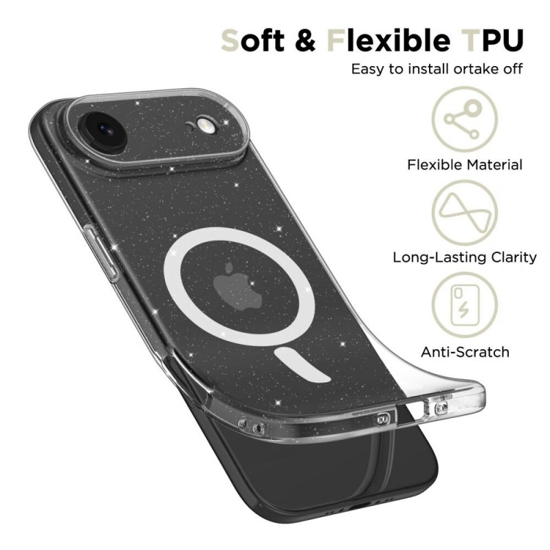 Tech-Protect FlexAir MagSafe Hülle für Apple iPhone Air, clear glitter