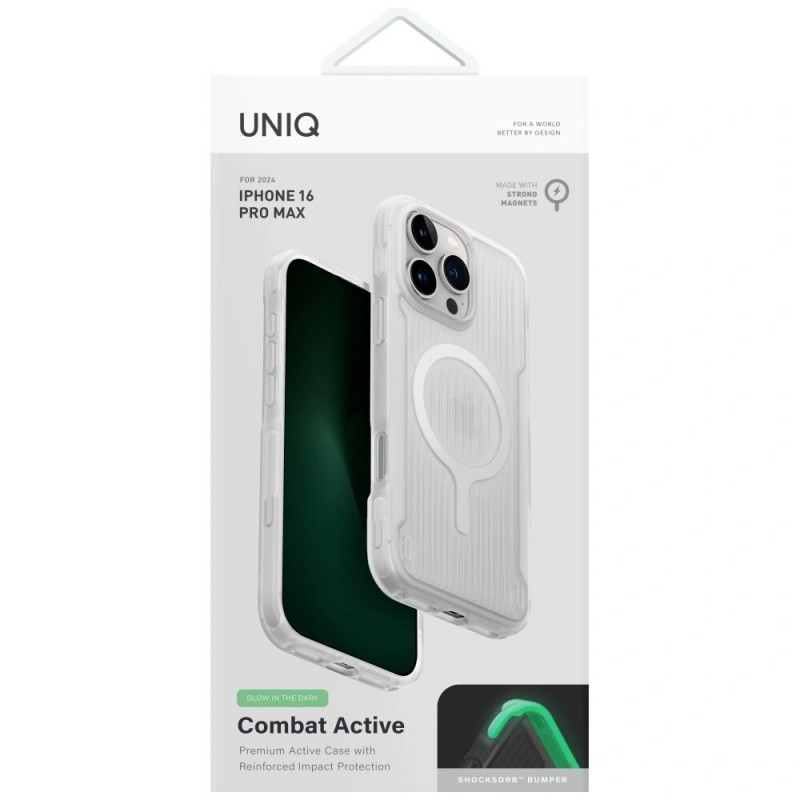 UNIQ Combat Active Hülle für Apple iPhone 16 Pro Max, Magclick Charging, lume white