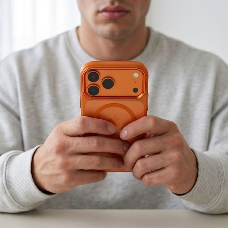Tech-Protect Magmat MagSafe CC Hülle für Apple iPhone 17 Pro / 18 Pro, Cosmic Orange / clear