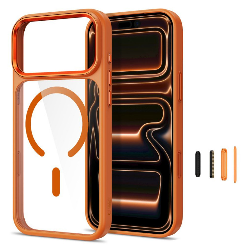 Tech-Protect Magmat MagSafe CC Hülle für Apple iPhone 17 Pro Max / 18 Pro Max, Cosmic Orange / clear