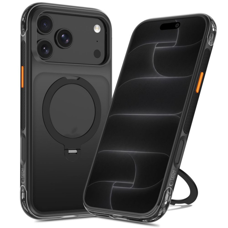 Tech-Protect MagAir Stand MagSafe CC Hülle für Apple iPhone 17 Pro Max / 18 Pro Max, Mattschwarz