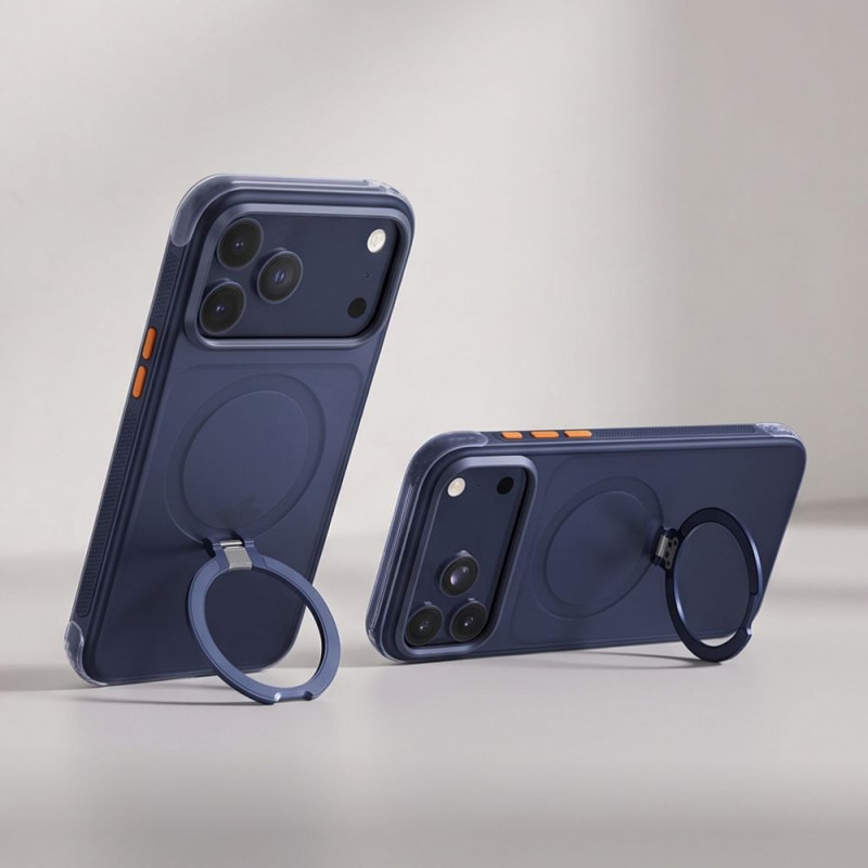 Tech-Protect MagAir Stand MagSafe CC Hülle für Apple iPhone 17 Pro Max / 18 Pro Max, Mattschwarz-Blau