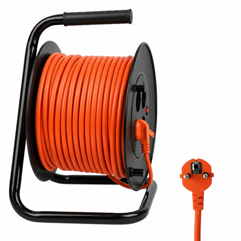 Extralink Powerlink Kabeltrommel-Verlängerungskabel, 30 m, 4 Steckdosen, geerdet