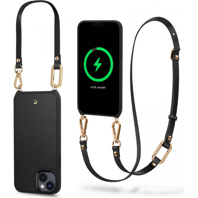 Spigen Cyrill Classic Charm Mag (ACS04948) MagSafe-Hülle mit Band für Apple iPhone 14 Plus / 15 Plus, Schwarz