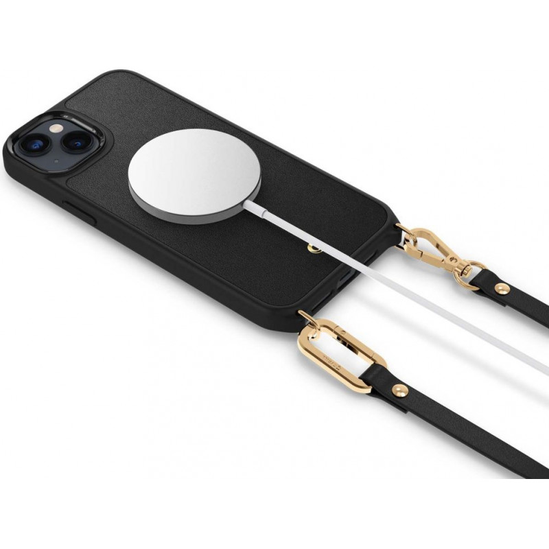 Spigen Cyrill Classic Charm Mag (ACS04948) MagSafe-Hülle mit Band für Apple iPhone 14 Plus / 15 Plus, Schwarz