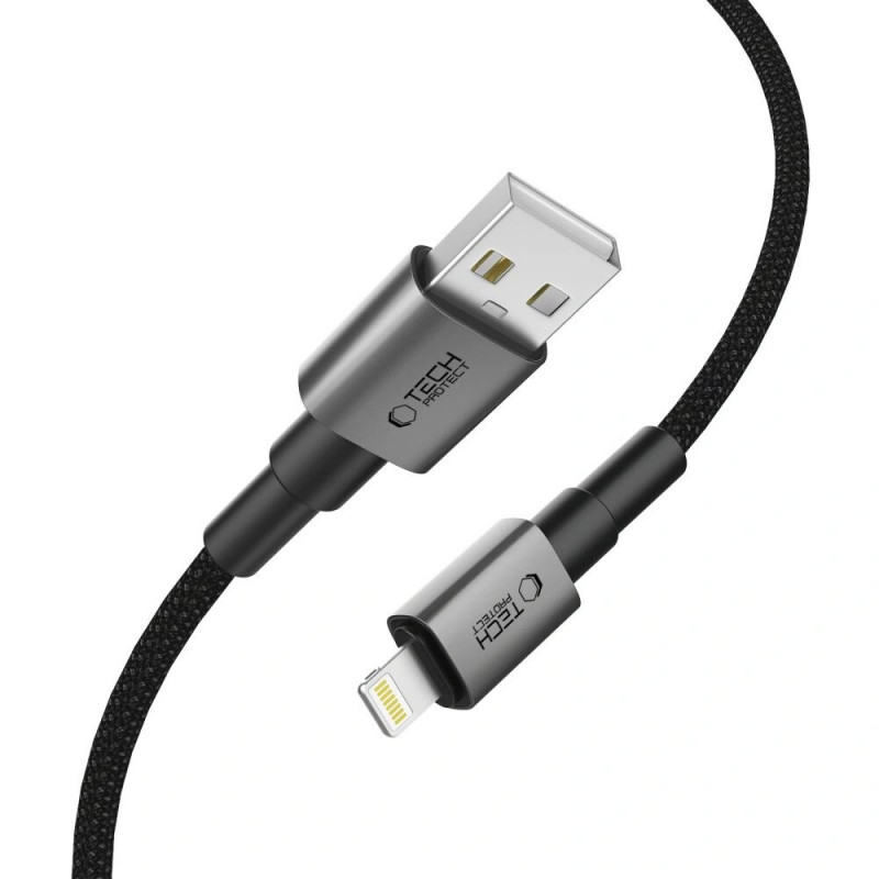 Tech-Protect Ultraboost DNA USB-A / Lightning Kabel, 12W, 2.4A, 25 cm, Iron Grey