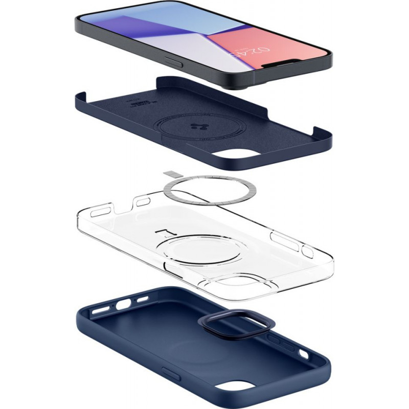 Spigen Silicone Fit Mag (ACS04921) MagSafe-Hülle für Apple iPhone 14 Plus / 15 Plus, Navy Blue