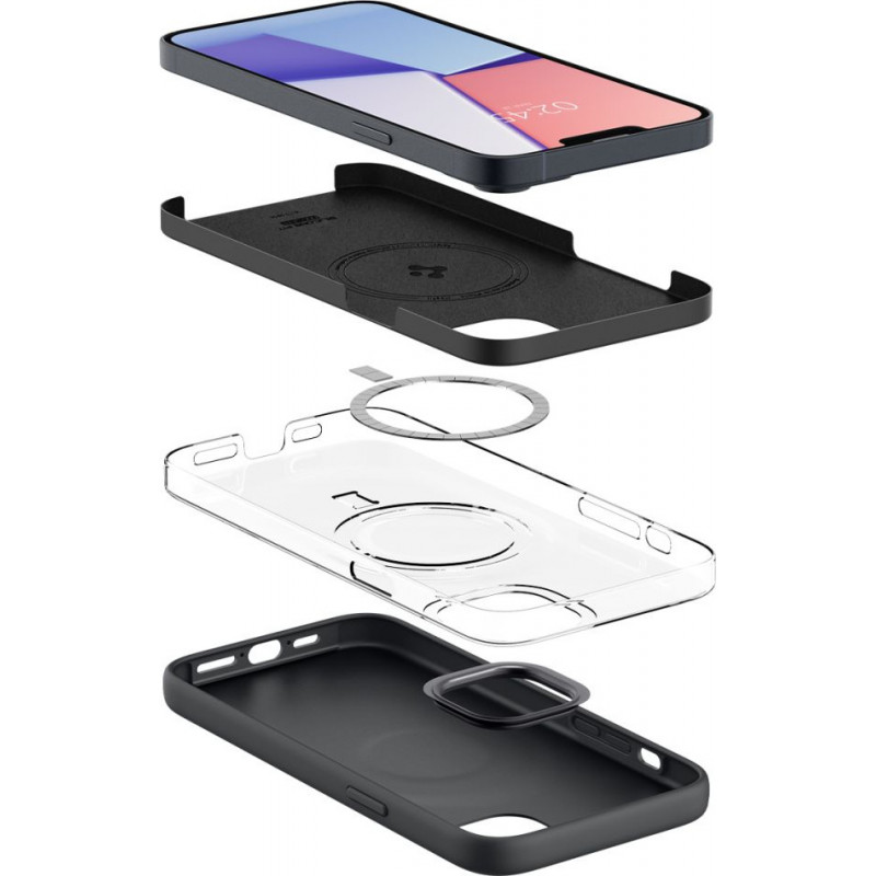 Spigen Silicone Fit Mag (ACS04920) MagSafe-Hülle für Apple iPhone 14 Plus / 15 Plus, Schwarz