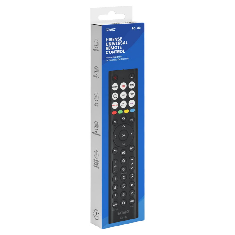 Savio RC-32 universelle Ersatzfernbedienung für Hisense TV