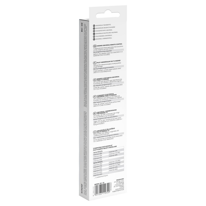 Savio RC-32 universelle Ersatzfernbedienung für Hisense TV