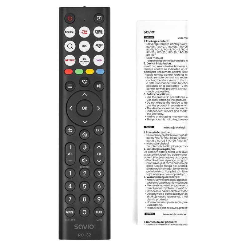Savio RC-32 universelle Ersatzfernbedienung für Hisense TV