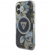 Guess Glitter Flowers Triangle Buttons MagSafe Hülle für Apple iPhone 16, schwarz