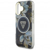 Guess Glitter Flowers Triangle Buttons MagSafe Hülle für Apple iPhone 16, schwarz