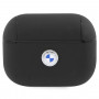 BMW BMAP2SSLBK Signature Hülle für Apple AirPods Pro 2 (2022/2023), schwarz, echtes Leder, silbernes Logo
