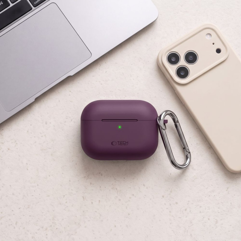 Tech-Protect Silicone Hook THP6103 Apple AirPods Pro 3 Ladecase-Hülle, Burgundy