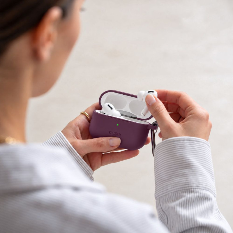 Tech-Protect Silicone Hook THP6103 Apple AirPods Pro 3 Ladecase-Hülle, Burgundy