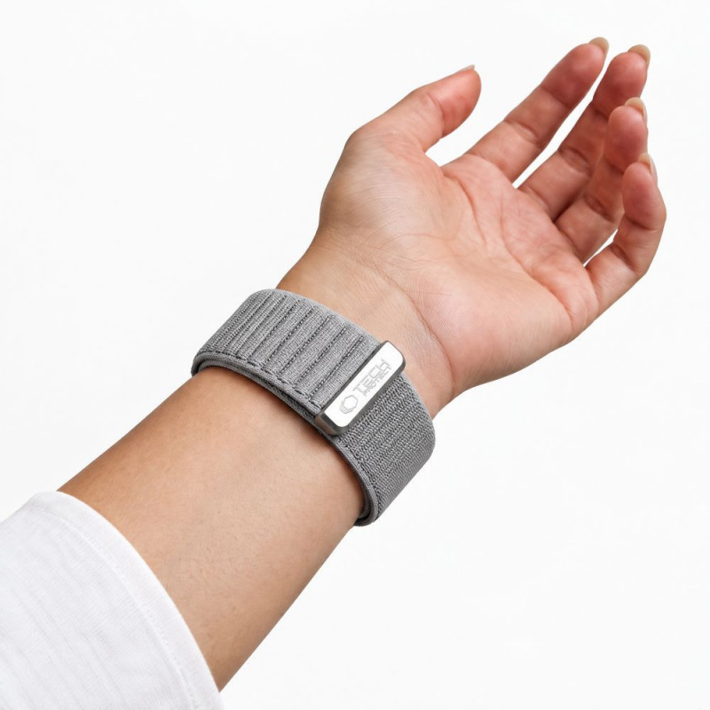 Tech-Protect Nylonloop Apple Watch 8 / 9 / 10 / 11 / 12 / SE / Ultra 44/45/46/49 mm Armband, hellgrau