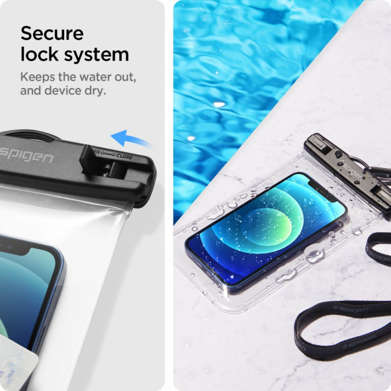 Spigen A601 Universelle wasserdichte Hülle (2 Stk.), Crystal Clear