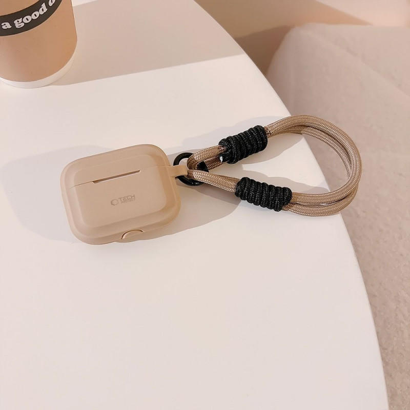 Tech-Protect Silikon-Seilhülle für Apple AirPods Pro 1 / 2, Cafe Latte
