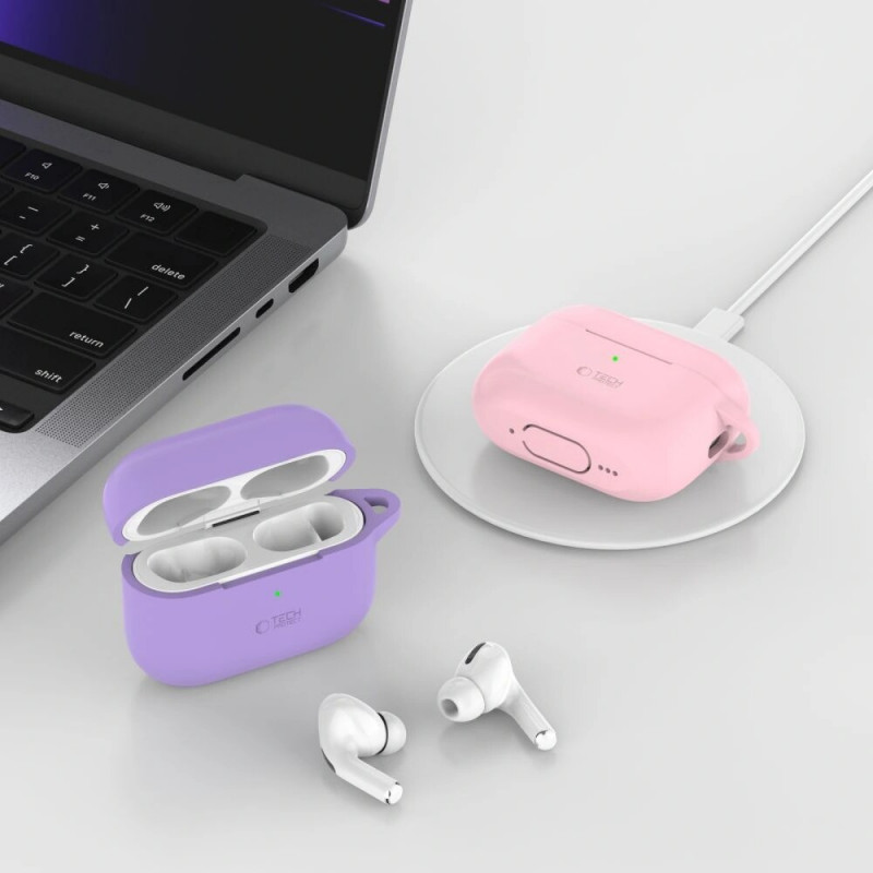Tech-Protect Silikon-Hook-Hülle für Apple AirPods Pro 1 / 2, Neon Orange