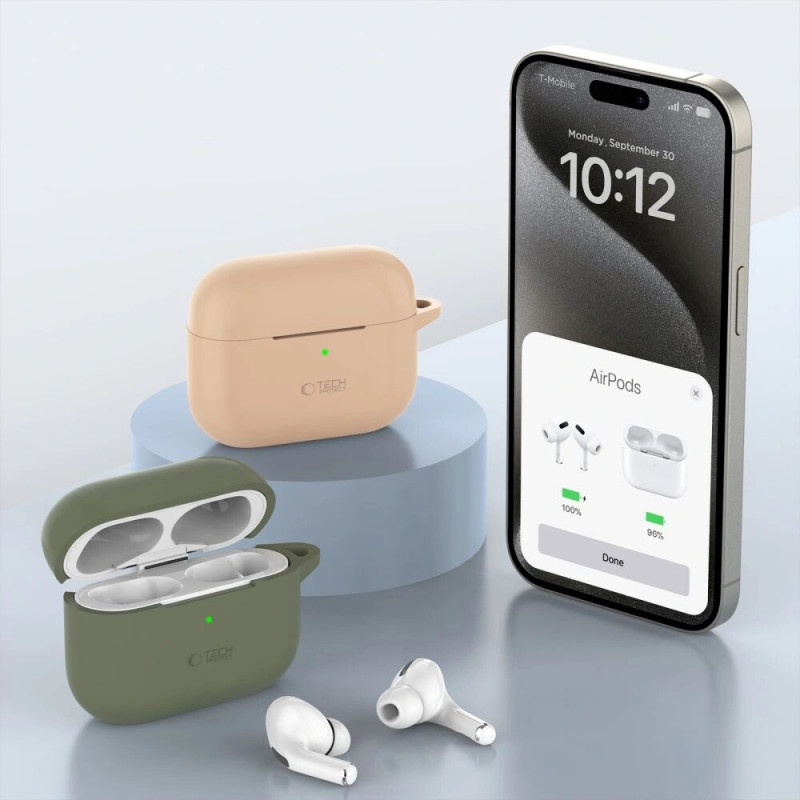 Tech-Protect Silikon-Hook-Hülle für Apple AirPods Pro 1 / 2, Neon Orange