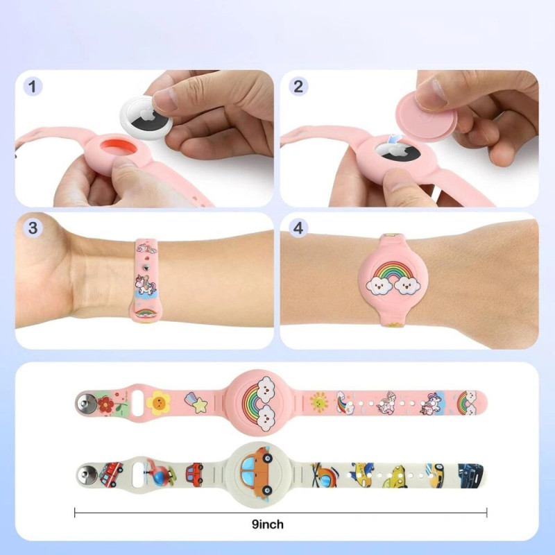 Tech-Protect Smooth Band für Kinder Armband für Apple AirTag 1 / 2, bunt (2 Stk.)