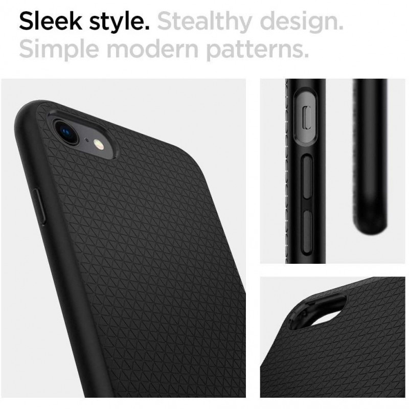 Spigen Liquid Air Hülle für Apple iPhone SE 2022 / SE 2020 / 8 / 7, Schwarz