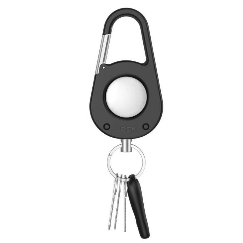 Tech-Protect Slidelock Karabiner-Schlüsselanhänger-Etui für Apple AirTag 1/2, Schwarz