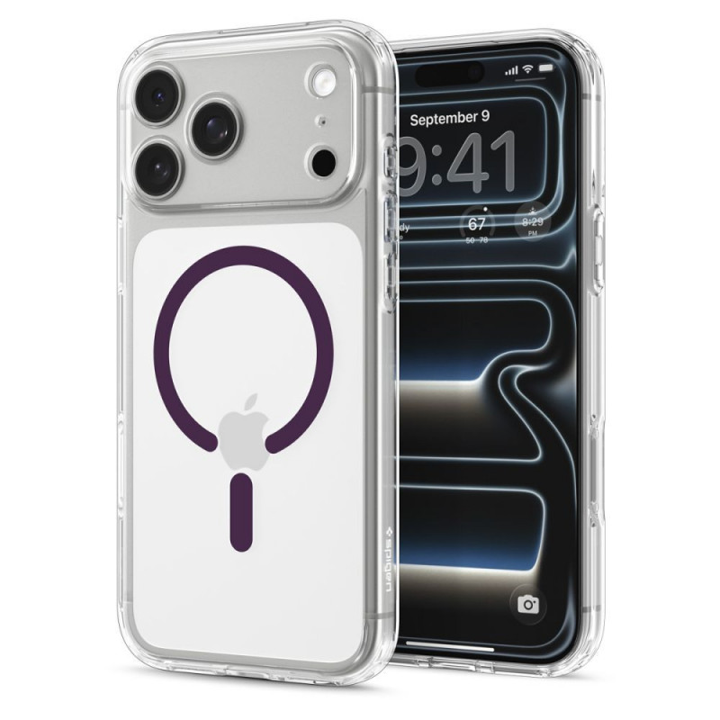 Spigen Ultra Hybrid MagSafe Hülle für Apple iPhone 17 Pro Max / 18 Pro Max, Clear/burgundy