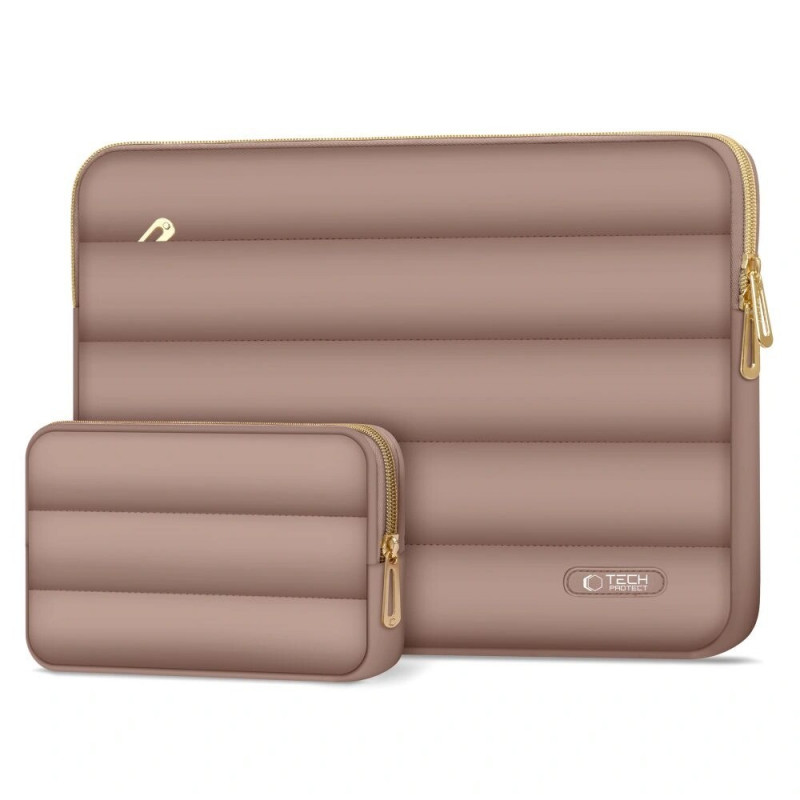 Tech-Protect Puffy Laptop-Tasche 15-16" mit Zubehörtasche, Walnut