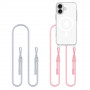 Tech-Protect FlexAir Chain MagSafe Hülle für Apple iPhone 16, transparent, mit grauen und pinken Lanyards