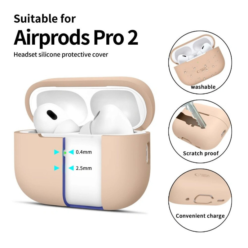 Tech-Protect Silikonhülle für Apple AirPods Pro 1/2, Caffe Latte