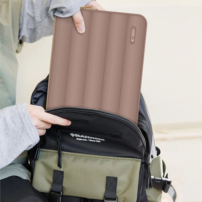 Tech-Protect Puffy Laptop-Tasche 13-14" mit Zubehörtasche, Walnut