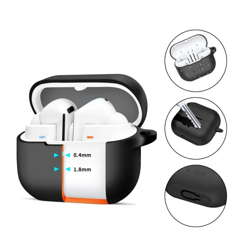 Tech-Protect Silikon-Hook-Case für Samsung Galaxy Buds 3 / 3 Pro, Schwarz