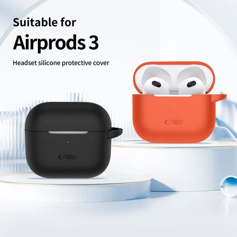 Tech-Protect Silikon-Hook-Hülle für Apple AirPods 3 mit Karabiner, Dusty Pink