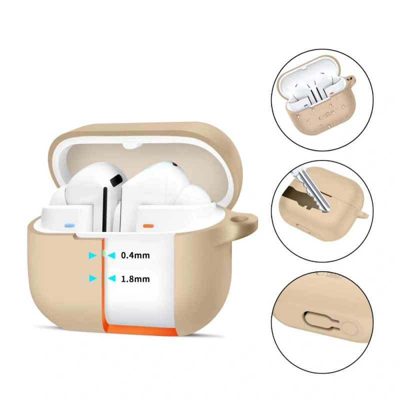 Tech-Protect Silikon-Hook-Hülle für Samsung Galaxy Buds 3 / 3 Pro, Cafe Latte