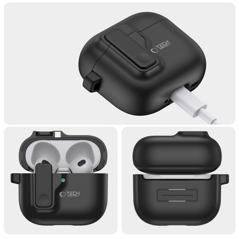 Tech-Protect Slim Hook Hülle für Apple AirPods 4, Schwarz