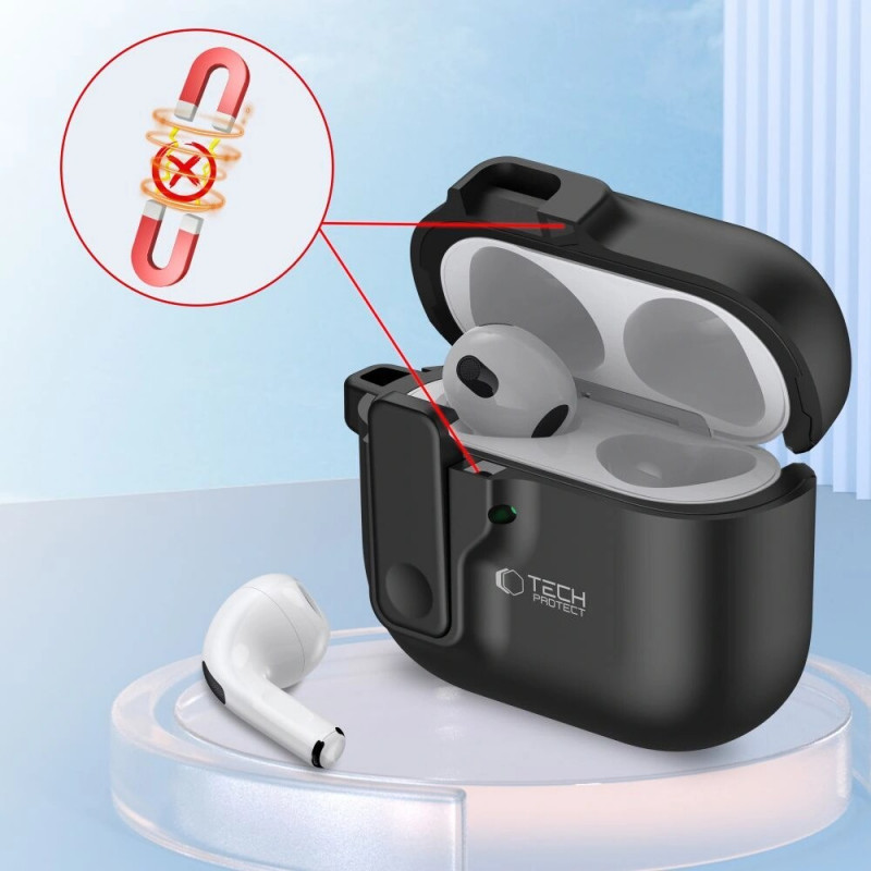 Tech-Protect Slim Hook Hülle für Apple AirPods 4, Schwarz