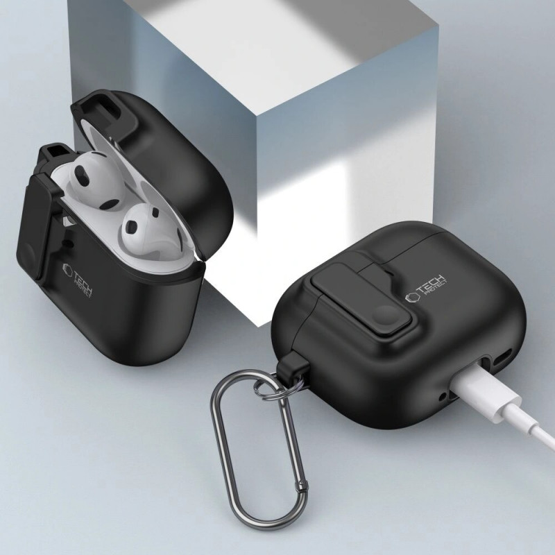 Tech-Protect Slim Hook Hülle für Apple AirPods 4, Schwarz
