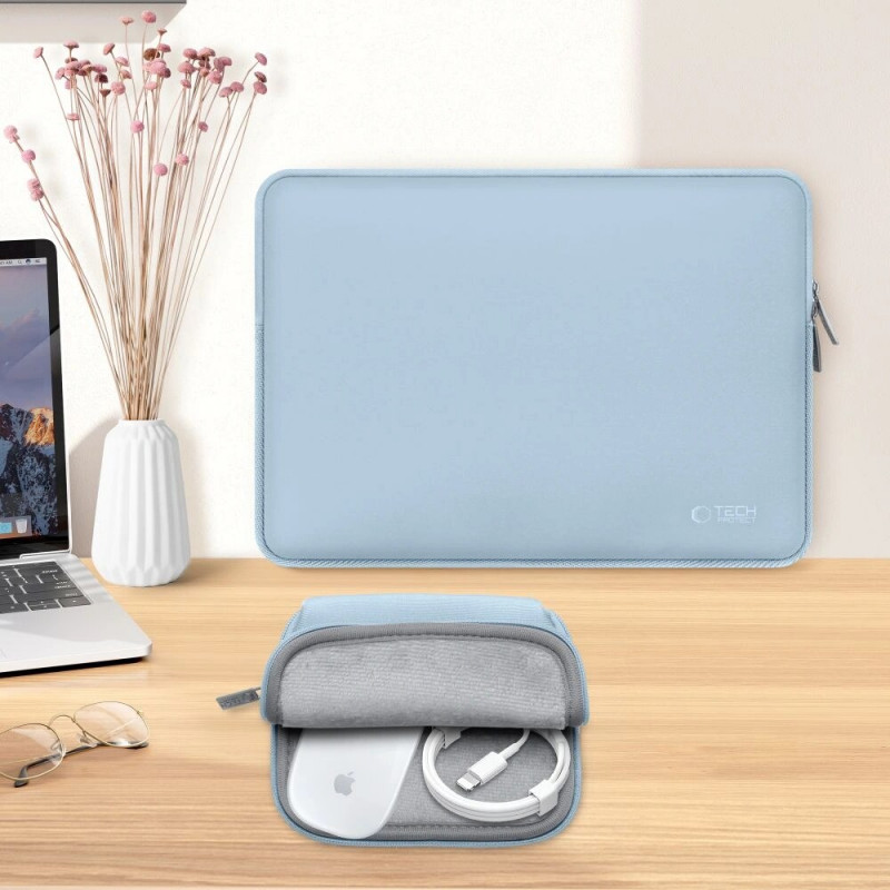 Tech-Protect NeoSlim Laptop 13-14" Hülle mit Zubehörtasche, Winter Blue