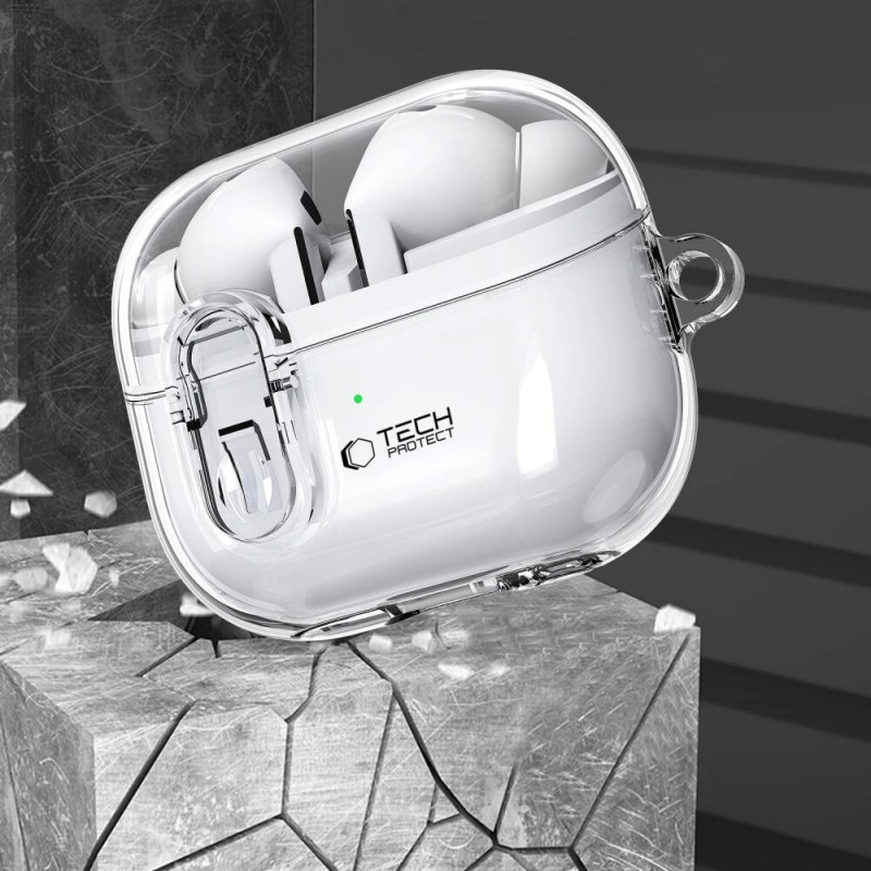 Tech-Protect FlexAir Hülle mit Karabiner für Samsung Galaxy Buds 3 / 3 Pro, transparent