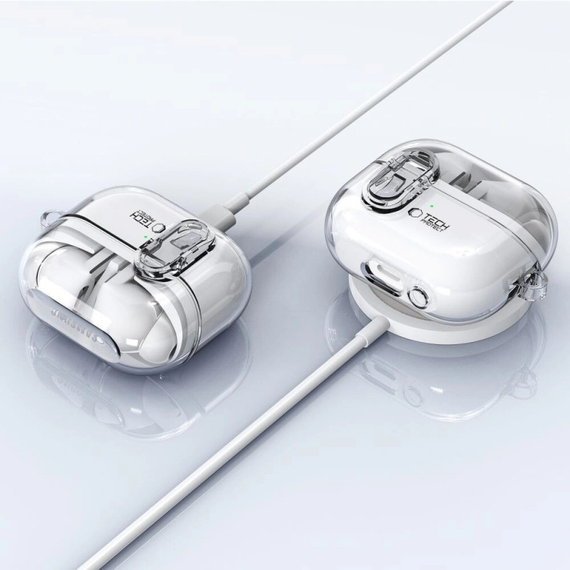 Tech-Protect FlexAir Hülle mit Karabiner für Samsung Galaxy Buds 3 / 3 Pro, transparent