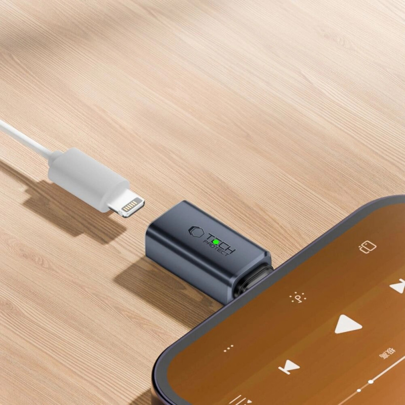 Tech-Protect UltraBoost USB-C auf Lightning Audio-Adapter, grau