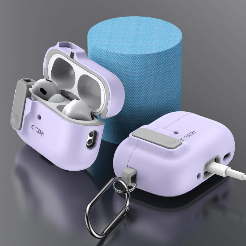 Tech-Protect Slim Hook Hülle mit Karabiner für Apple AirPods Pro 1 / 2, Lavender